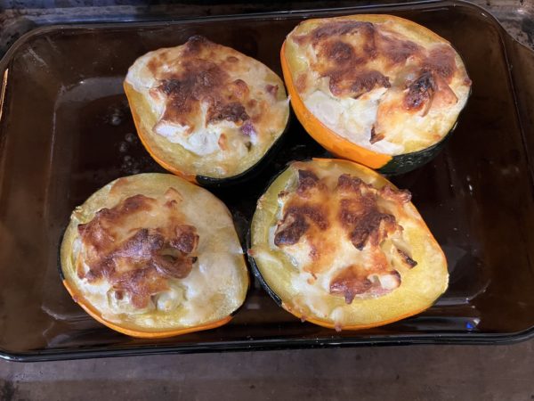 #2 Acorn Squash Stuffed with Apple, Cranberry, and Sausage